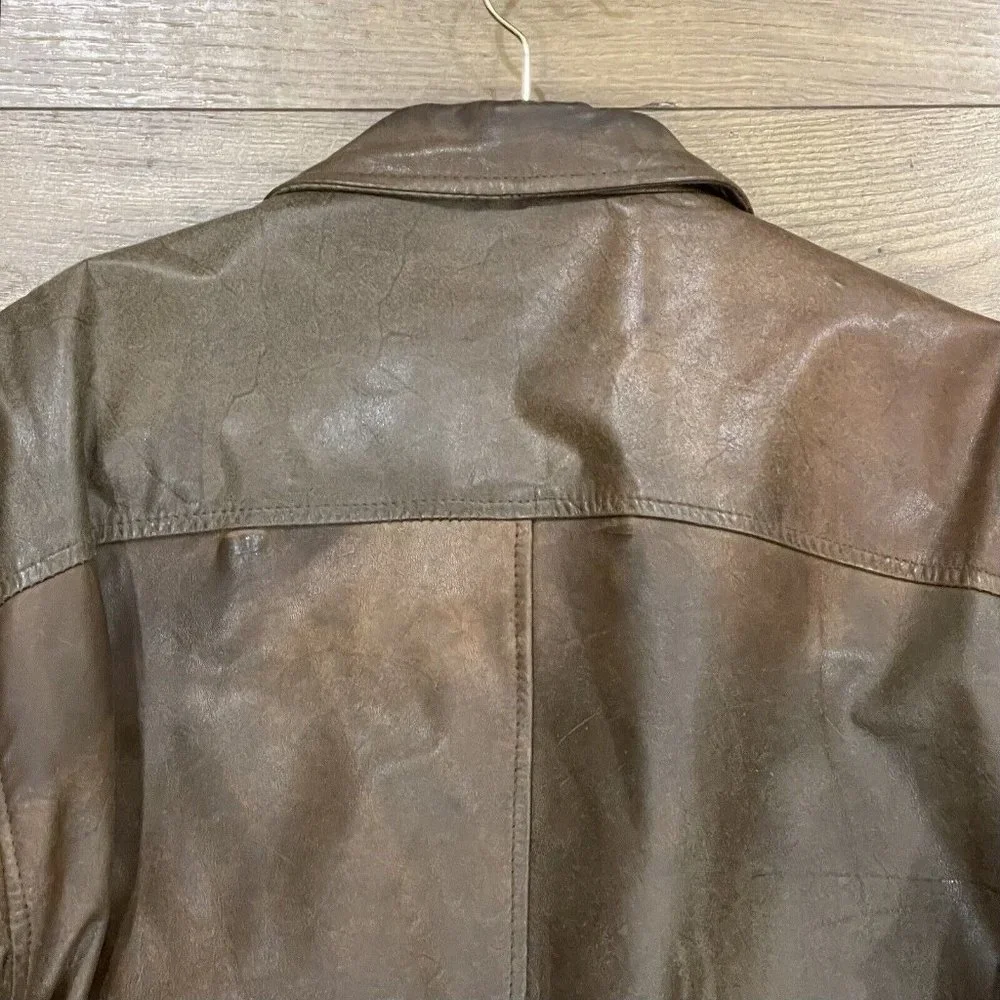 Bechamel Brown Leather Bomber Jacket - Picture 9 of 14